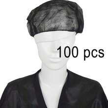 100个黑色一次性弹性发网帽 - 适用于美发沙龙、水疗中心、厨房，无纺布防尘头套，成人通用头发防护产品，美发沙龙必备，紧密贴合设计，耐用发网 - 彩色 - 查看 8