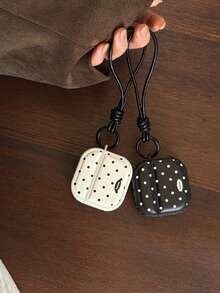 复古极简黑白波点挂绳保护套，兼容 Pro 3、第四代无线蓝牙苹果耳机、Pro 新款 3、Pro 2，防摔保护套，韩版风格 - 黑與白 - 查看 11