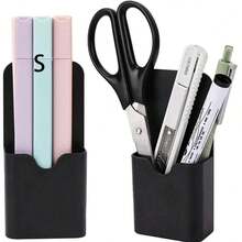 1pc Magnetic Pen Holder, Magnetic Whiteboard Pen Cup, Large Capacity Compartment Storage Box, Magnetic Adsorption Design, Suitable For Storing Markers, Whiteboard Pens, Watercolor Pens, Ballpoint Pens, Pencils, Applicable To Refrigerator, Whiteboard, Storage Cabinet, Back To School Essential - Black - View 7