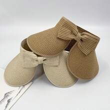 1 szt. Jednokolorowy kapelusz przeciwsłoneczny z kokardą, regulowany damski kapelusz słomkowy, modny, szeroki, zawinięty kapelusz przeciwsłoneczny ze słomy, odpowiedni na plażę i wakacje na wyspie - Wielokolorowe - Zobacz 8