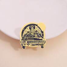 New Electroplated Metal Color Brooch Geometric Metal Badge Car Angel Wings Film And Television Peripheral Gift Pin - QHXZ4447 - 查看 4