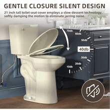 Inodoro alargado de 21 pulgadas de alto, inodoros extra altos con asiento de inodoro de altura cómoda y descarga única de 1,28 GPF, adecuado para personas mayores y personas altas - Hueso - Ver 5