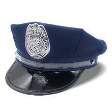 1 st europeisk och amerikansk poliskeps, svart vuxenpolisuniform frestelse rekvisita Platt topp oktagonhatt, lämplig för festtillbehör - Multifärgad - Visa 8