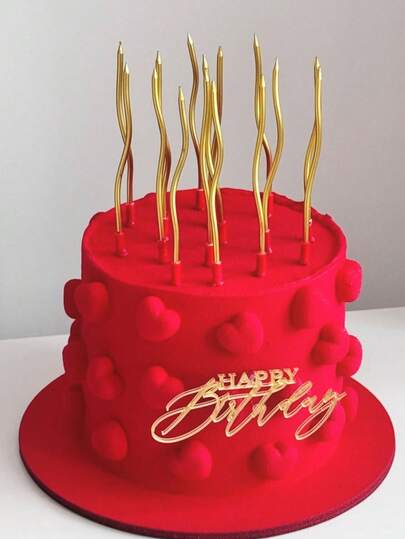 12pcs Gold Plated Curved Long Candles For Children's Day, Birthday, Wedding, Anniversary, Party Cake Decoration