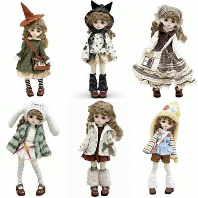 SD Dolls 30cm Height BJD 6 Pointed High Heel Princess Figurine Elegant Dress Plastic Material Dress Up