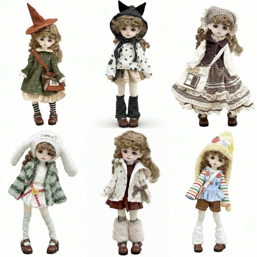 SD娃娃 30厘米高 BJD 六尖高跟公主人偶 优雅连衣裙 塑料材质 换装 - 彩色 - 查看 1