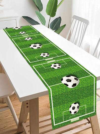 Soccer Theme Party Decorations PE Table Runner - 180*35cm Plastic Touch Down Table Cover For Birthday Football Party Games Decoration,Seasonal Kitchen Dining Table Decoration For Home Party Decor