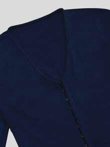 2pcs/Set V-Neck Button Front Sexy Party Beach Vacation Top And Shorts Set - Royal Blue - View 5