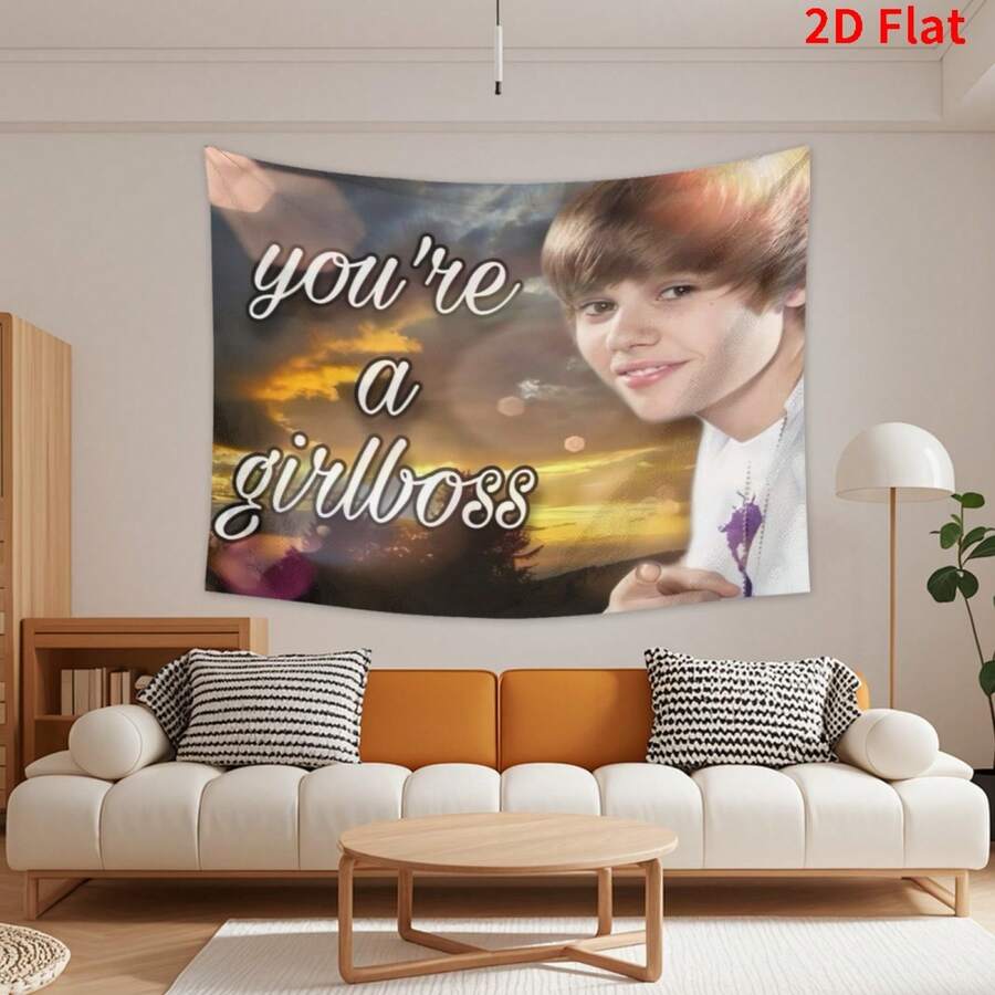 Funny Meme Justin Tapestry Flag Suitable For Indoor Bedroom Home University Dormitory Party Tapestry Gift Art Poster Man Cave Decor - Hồng - Xem 1