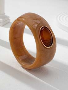 1件装厚树脂手镯，女士多层厚手镯套装，棕色亚克力手镯，日常基本款饰品 - 彩色 - 查看 29