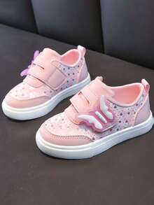 1 Pair Girls' Lightweight Cute Shoes, Children's Casual Comfortable Soft-Sole Versatile Leather Sneakers - Pink - View 5