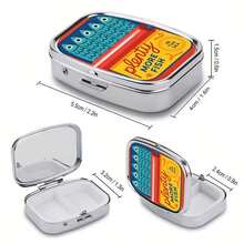 1个复古沙丁鱼主题金属药盒收纳盒 - 双隔层海洋主题药品收纳盒，沙丁鱼图案，便携耐用，适合居家、旅行、手提包使用 - 沙丁鱼爱好者的独特礼物，手提包药盒，旅行药品收纳盒