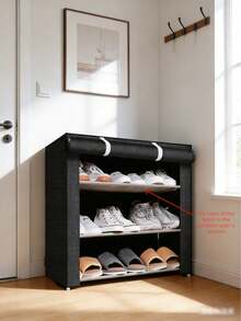 6-Tier Coffee Color Fabric Shoe Rack, Multi-Layer Steel Pipe Assembled Shoe Cabinet With Dust Cover - Multicolor - View 10