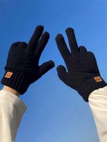 1 Pair Brand New Fried Dough Twist Women's Winter Gloves, Thickened Double-Layer Touchscreen Fuzzy Gloves, Knitted Warm, Unisex Fashion Fingerless Mittens, Suitable For Parties, Driving, Running, Gaming, Daily Activities And Gifting For Holidays - Black - View 8