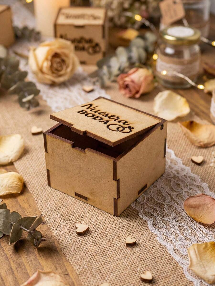 Caja Alhajero de Madera MDF Personalizada - Recuerdo Premium para Bodas y Eventos XV años - Camel - Ver 1