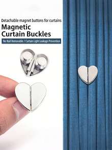 2 Pairs - Heart-Shaped Magnetic Shower Curtain Hooks, Aluminum Alloy Heavy-Duty Anti-Leakage & Anti-Slip Design, Detachable Hooks Suitable For Bathroom, Curtains And Hotel Privacy Protection - Premium Metal Finish - Multicolor - View 3