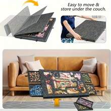 便携式拼图垫，加厚毛毡板和支架，可容纳500片拼图，配有4个分类抽屉、4个随机颜色拼图碗和可调节角度支架，随时随地享受拼图乐趣，周末休闲必备，毛毡拼图板，父亲节、母亲节、圣诞节的绝佳礼物，适合送给亲朋好友。 - 深灰色 - 查看 4