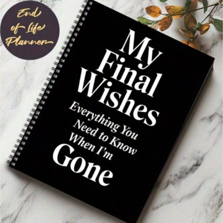 1本人生终点规划笔记本 - 精美遗嘱日志，记录遗愿、葬礼安排、遗产事宜、保险文件 - 继承计划、生前愿望、遗产规划 - 死亡记录礼物