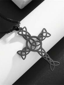 1PC New Fashion European And American Cross Irish Celtic Knot Pattern Stainless Steel Necklace Men's And Women's Sweater Chain Versatile - Fashion - View 11