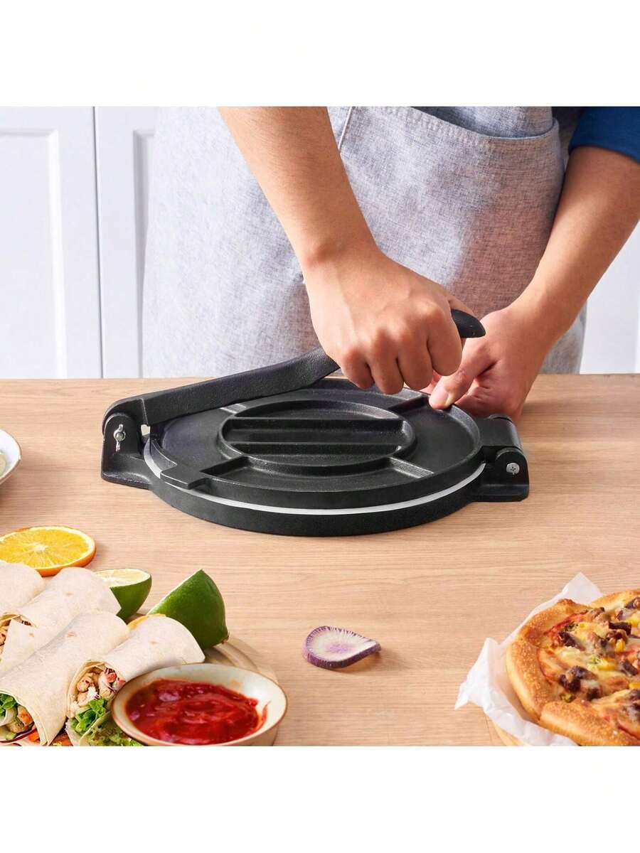 Tortilla Press, 10 Inch Tortilla And Roti Maker, Cast Iron Heavy Duty Tortilladora Press, Pre-Seasoned Pataconera Maker With 100 Pcs Parchment Paper, Dough Maker For Flour Tortilla, Tawa, Silver - màu đen - Xem 1