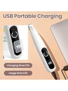 可充电低噪音宠物修剪器，带LED灯，无线防水宠物美容套装，适用于爪子、耳朵、脸部和臀部 - 白色 - 查看 8