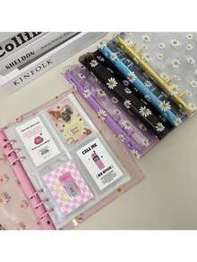 A5 6-Ring Daisy Loose Leaf Binder Cover, Photo Album Set, Postcard Collection Book, DIY Miscellaneous Diary, Stationery Storage Box, Back To School Essential