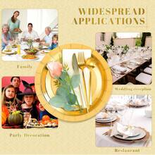 100/50个金色加厚可重复使用餐盘，甜点/蛋糕盘，带优雅抛光金属边，适用于婚礼、生日、派对、圣诞节等场合。 - 金色 - 查看 7