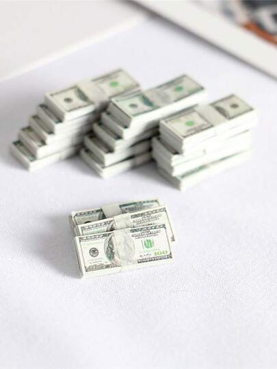 5 buc/10 buc/20 buc bancnote false pentru casă de păpuși, set de scene cu bani mini, accesorii decorative și ornamente, bani de buzunar simulați de 100 USD, monede mini, decor cameră, cadouri de sărbători și petreceri