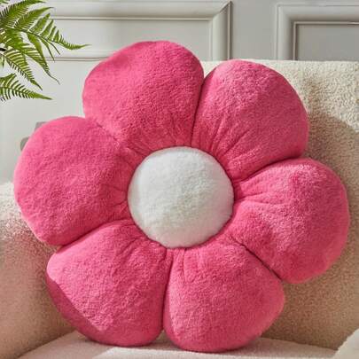 Cojín decorativo con flores, suave y lindo cojín decorativo con flores de 6 pétalos y piel de conejo sintética, adecuado para dormitorio, sofá, sala de estar y otras decoraciones del hogar en primavera