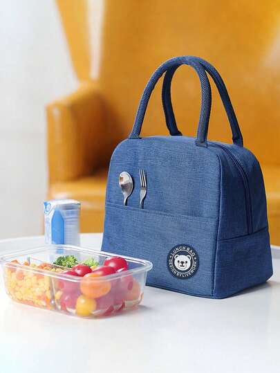 1 pieza Bolsa aislada para el almuerzo, Bolsa térmica para el almuerzo con patrón de fruta grueso y lindo, Bolsa de tote para el almuerzo portátil adecuada para el trabajo y al aire libre, Bolsa para el almuerzo con patrón de oso, Bolsa aislada para el almuerzo, Bolsa para el almuerzo de papel de aluminio grueso, Bolsa para el almuerzo, Bolsa portátil para el almuerzo - Impermeable y portátil, Adecuada para la escuela y la oficina