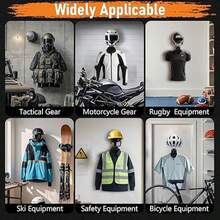 Wall-Mounted Motorcycle Helmet Rack And Tactical Gear Rack, With Helmet Holder And Clothing Rack; Wall-Mounted Storage And Display Rack For Football, Skiing And Bicycle Equipment - Black Walnut - View 5