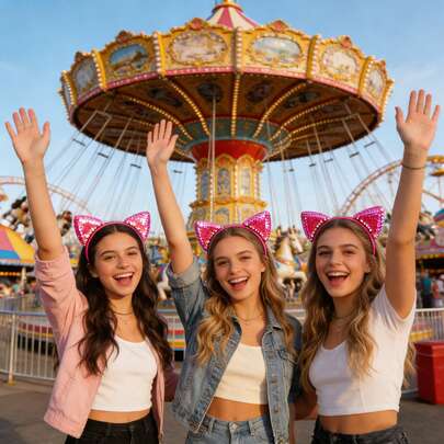 6 st dopaminfärgade kattöronpannband, paljettprydda glänsande kattpannband, sött öronpajpannband håraccessoar kläddekoration tillbehör, lämplig för födelsedagar, fester, bröllop, jul, karnevaler, scenuppträdanden, rollspel, helgdagar, dagliga resor, fotorekvisita.