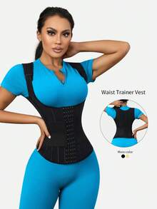 女士束腰塑身衣，收腹塑形衣，压缩运动健身瘦身背心 - 黑色 - 查看 8
