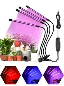 1pc Black LED Plant Growth Light Tube With Red & Blue LEDs. Full Spectrum Panel, USB Powered, Flexible Rotatable Lamp, Suitable For Indoor Gardening - Adapter Not Included. - Multicolor - View 2