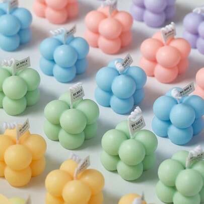 12/6/1pc Mini Cube Scented Candle Wholesale, Birthday Souvenir Gift, Handmade Bubble Shape Scented Candle, Cute For Halloween, Autumn & Winter Holidays, Graduation Gifts