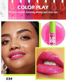 LYSdefeu Lip Oil Lip Glaze-1Pcs Big Brush Head Hydrating Pink Lip Glow Oil,Shiny Transparent Lip Gloss Plumping,Long Lasting Non-Sticky Clear Glow Reviver Lip Care Oil,Christmas Lip Makeup Gift-03# - ColorC - 查看 2
