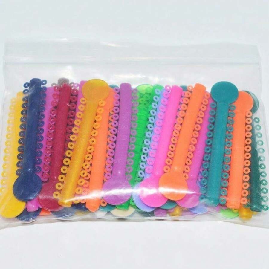 NSKR HPS 1040pcs Of Orthodontic Elastomeric Ligature Ties, Orthodontic O-Rings Braces Rubber Bands Multi-Color - trắng - Xem 1