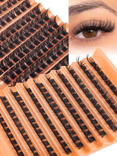 120/130pcs Individual Lashes Eyelash Book Clusters Extensions False Eyelash DIY At Home Cluster Eyelash Extensions Makeup Lash Clusters,Eye Lash Clusters,Individual Eyelashes,Lashes,Fake Lashes