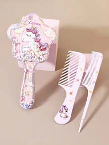 3pcs Hair Styling Set, Includes Cute Cartoon Pattern Hair Brush And 2 Combs, Wet & Dry Exfoliating Massage Hair Brush Suitable For All Hair Types, Gift