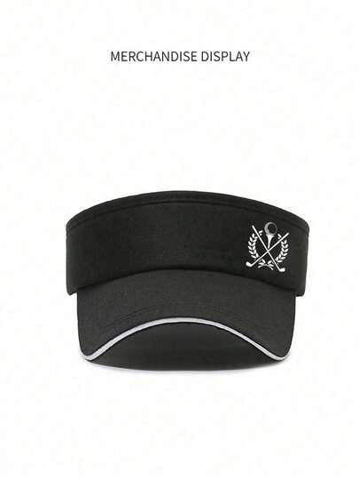 Black Sunshade Outdoor Minimalist Casual Hat, Neutral And Fashionable Sunshade Hat, Golf Print,Hat Widened Brim Sunshade Top, Golf Hat, Sports Hat, Summer Marathon Baseball Hat, Sunshade Hat Casual, Casual, Fashionable, Minimalist, Travel And Outdoor.The Best Gifts For Golf Enthusiasts, Birthday Gifts, And Holiday Gifts.