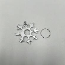 1件雪花形多功能工具（银色），包含螺丝刀、开瓶器、户外扳手，是露营装备的理想之选，钥匙扣式多功能工具，适合作为男士礼物，户外用品 - 彩色 - 查看 13