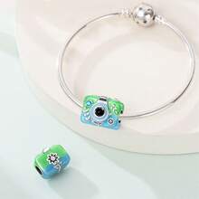 1 Piece Silver-Plated Travel Collection - Scenic Camera Bead, Colorful Zirconia Camera Bead, Travel Collection - Happiness Camera Bead, Orange Suitcase Bead, Capture The Moment Bead, Cat Bead, Adventurer Camera Charm Perfect For Original Snake Chain Bracelets, Necklaces, And Bead Strings DIY Jewelry Making Luxury BFF Gift - Multicolor - View 9