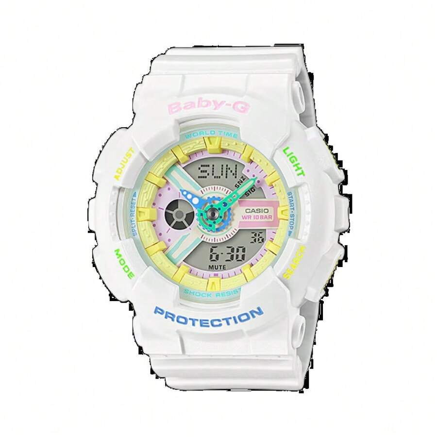 Casio 卡西欧 Baby-G 白色彩虹手表，防震 100 米防水 甜美酷炫运动女士腕表 GZXBA-110FH-7A - 均碼 - 查看 1