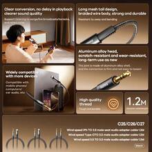 REMAX CB08 (3,5 m) Windgeschwindigkeit 3,5 m auf 3,5 m Anschluss Audio-Adapterkabel 1,2 m, hochauflösende Klangqualität, keine Wiedergabeverzögerung, robust und langlebig, weitgehend kompatibel, Kopf aus Aluminiumlegierung, kratzfest und verschleißfest. - Schwarz - Übersicht 3