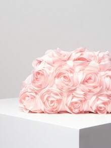 Túi cầm tay họa tiết hoa, phụ kiện váy dự tiệc, túi xách dạ hội, đồ dùng cưới, quà tặng cho nữ, quà tặng ngày Valentine (họa tiết ngẫu nhiên) - Hồng - Xem 4