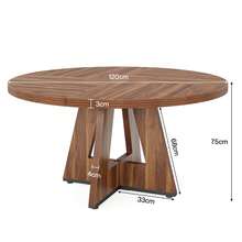 Tribesigns Farmhouse Dining Table, 120 Cm Round Dinner Table For 4, Rustic Wood Dining Room Table For Home Dining Room Living Room (Easy Assembly)(Brown) - 棕色 - 查看 2