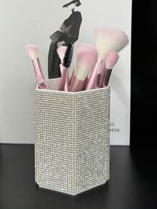 1pc Sparkling Crystal Makeup Brush Holder, Cosmetic Tool Organizer, Pen Holder, Desk Decor, Birthday Party Holiday Gift, Diamond Decorative Art, Halloween, Christmas, Thanksgiving, For Family And Friends,Room Decor - Multicolor - View 7