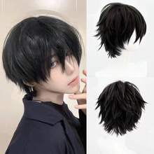动漫吉田弘文角色扮演假发 35厘米 短款 黑色 耐热合成纤维 男士派对假发 - 彩色 - 查看 12