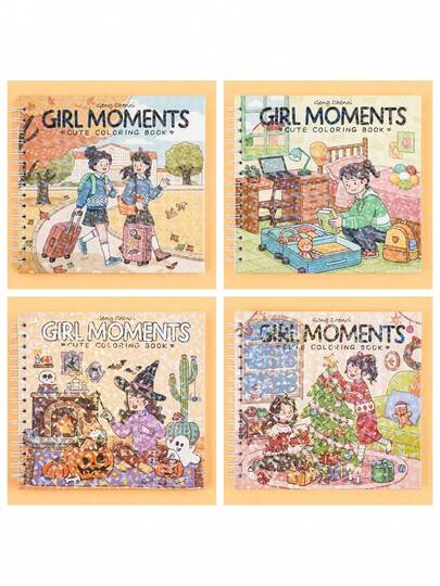 这款“女孩时光”涂色书采用加厚纸张和易撕线设计，专为成人、学生和青少年打造。书中以女孩为主角，展现温馨舒适的瞬间，有助于放松身心，培养色彩感知和想象力，并锻炼注意力。可作为万圣节礼物送给家人、朋友或爱人，也可作为开学礼物。