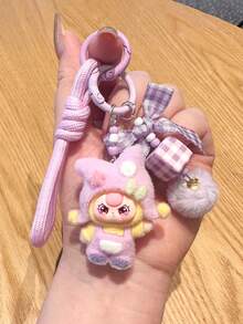 1个可爱卡通女孩戴帽子植绒钥匙扣，植绒卡通吊坠，毛绒钥匙扣，可爱小饰品，包包挂饰，汽车钥匙扣，钥匙链挂绳，钥匙扣，钥匙圈配件，钥匙圈，情侣钥匙扣，女士钥匙扣，圣诞礼物，圣诞袜填充物，生日礼物，朋友礼物，节日礼物，活动纪念品，派对小礼品 - 彩色 - 查看 4